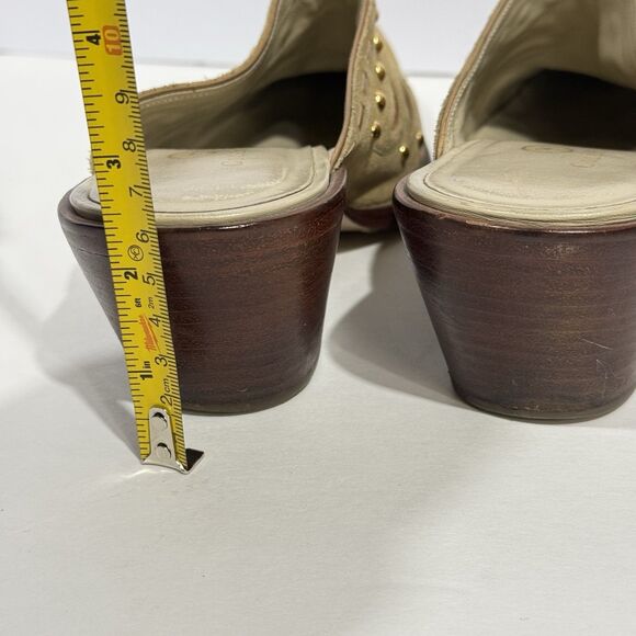 Cole Haan Womens Heels Mules D18363 US 8.5 B Tan Suede Slip-on Studded Leather - Picture 12 of 16